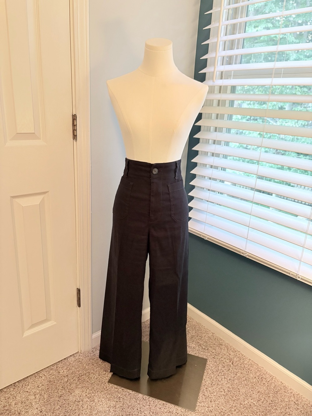 Maeve Colette High-Waist Wide-Leg Pants — Black